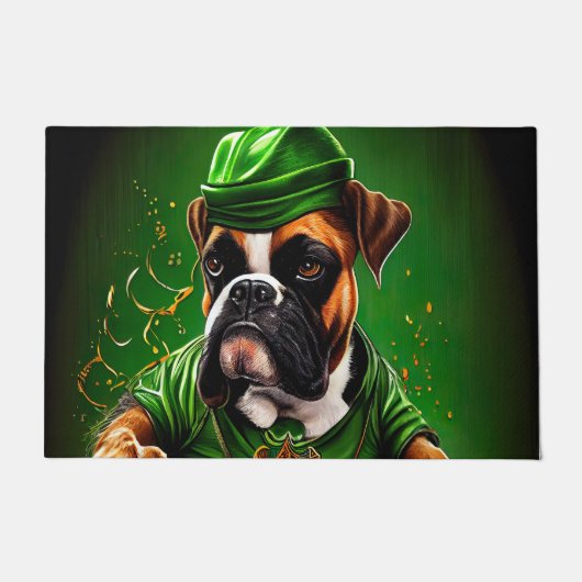 Boxer Dog Fahrrad St. Patrick's Day Fußmatte (Vorderseite)
