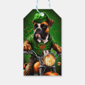 Boxer Dog Fahrrad St. Patrick's Day Geschenkanhänger (Rückseite)