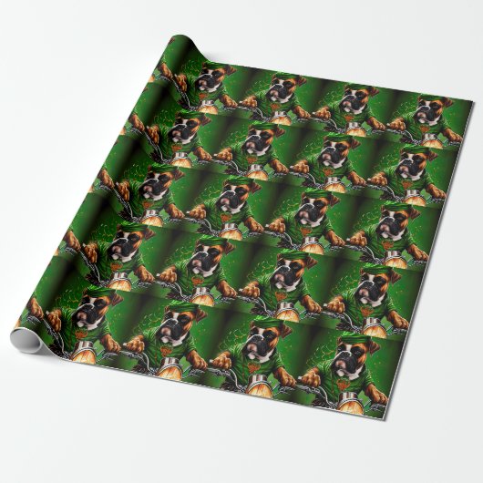 Boxer Dog Fahrrad St. Patrick's Day Geschenkpapier (Ungerollt)
