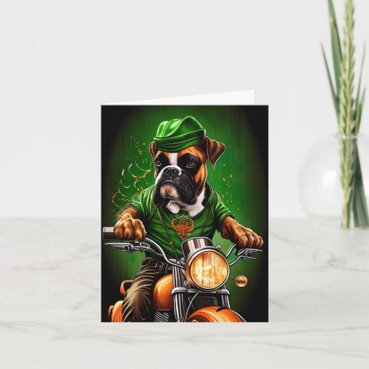 Boxer Dog Fahrrad St. Patrick's Day Karte (Vorderseite)