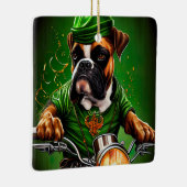 Boxer Dog Fahrrad St. Patrick's Day Keramikornament (Rechts)