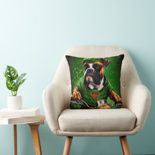 Boxer Dog Fahrrad St. Patrick's Day Kissen
