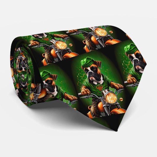 Boxer Dog Fahrrad St. Patrick's Day Krawatte (Gerollt)