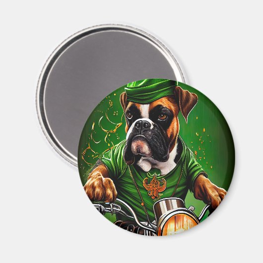 Boxer Dog Fahrrad St. Patrick's Day Magnet (Vorderseite/Rückseite)