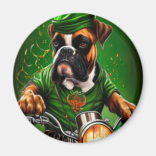 Boxer Dog Fahrrad St. Patrick's Day Magnet