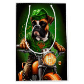 Boxer Dog Fahrrad St. Patrick's Day Mittlere Geschenktüte (Vorderseite)