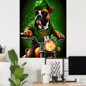 Boxer Dog Fahrrad St. Patrick's Day Poster (Heimbüro)