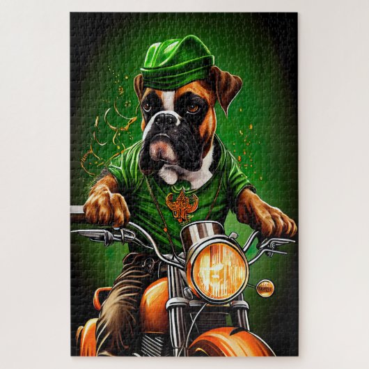 Boxer Dog Fahrrad St. Patrick's Day Puzzle (Vertikal)