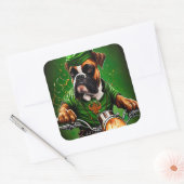 Boxer Dog Fahrrad St. Patrick's Day Quadratischer Aufkleber (Umschlag)