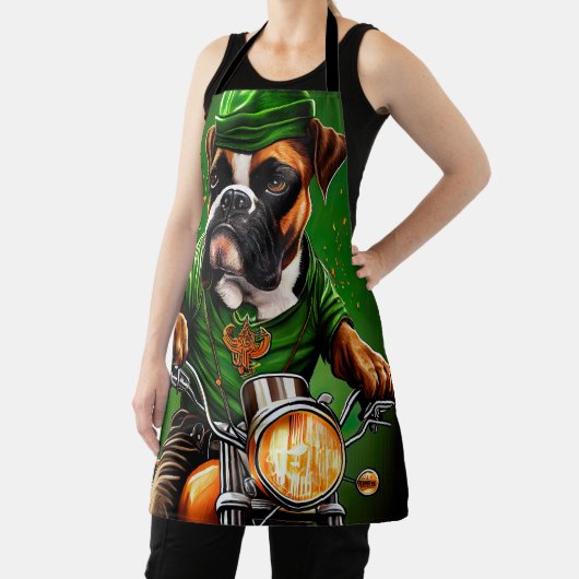 Boxer Dog Fahrrad St. Patrick's Day Schürze (InSitu)