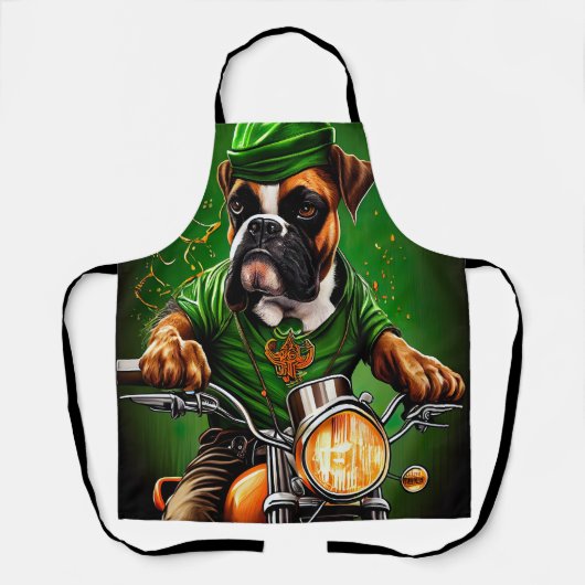 Boxer Dog Fahrrad St. Patrick's Day Schürze (Vorderseite)