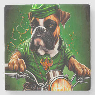 Boxer Dog Fahrrad St. Patrick's Day Steinuntersetzer