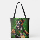 Boxer Dog Fahrrad St. Patrick's Day Tasche (Rückseite)
