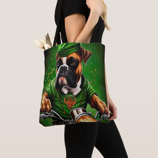 Boxer Dog Fahrrad St. Patrick's Day Tasche (Von Nahem)