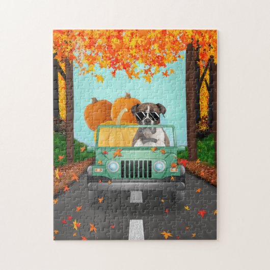 Boxer Dog Fall Pumpkin Puzzle (Vertikal)