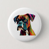 Boxer Dog farbenfroh Button (Vorderseite)