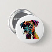 Boxer Dog farbenfroh Button (Vorne & Hinten)