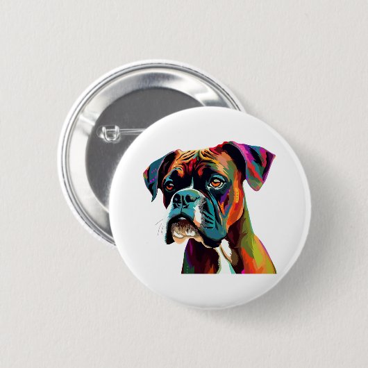 Boxer Dog farbenfroh Button (Vorne & Hinten)
