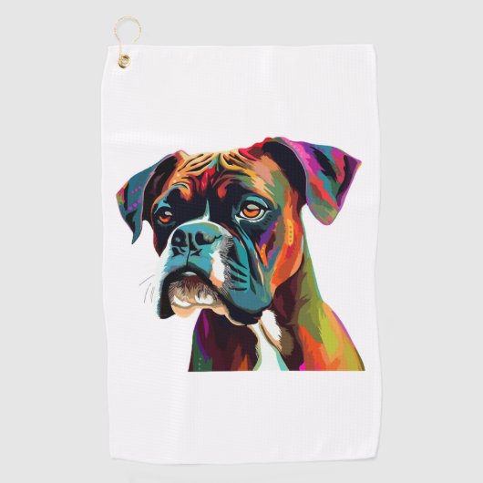 Boxer Dog farbenfroh Golfhandtuch (Vorderseite)