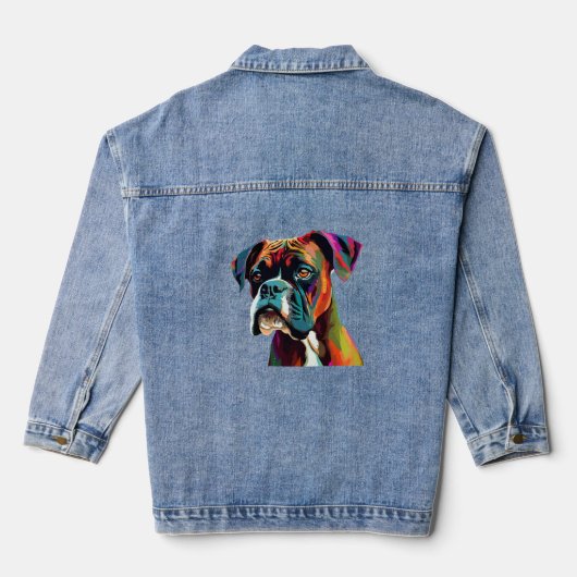 Boxer Dog farbenfroh Jeansjacke (Rückseite)