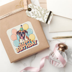 Boxer Dog farbenfroh Quadratischer Aufkleber