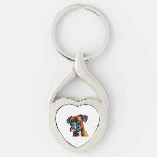 Boxer Dog farbenfroh Schlüsselanhänger