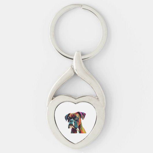Boxer Dog farbenfroh Schlüsselanhänger (Vorderseite)
