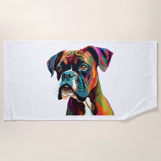 Boxer Dog farbenfroh Strandtuch (Vorderseite)