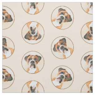 Boxer Dog Fawn Malerei Unzugeschnittenes Ohr Niedl Stoff
