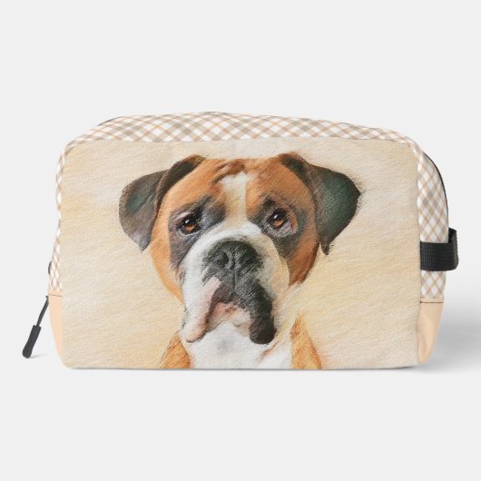 Boxer Dog Fawn Malerei Unzugeschnittenes Ohr Niedl Waschbeutel (Rückseite)