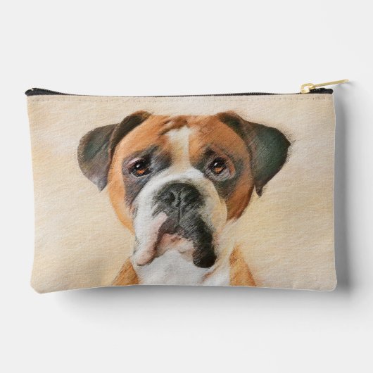 Boxer Dog Fawn Malerei Unzugeschnittenes Ohr Niedl Zubehörtasche (Rückseite)