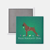 Boxer Dog Feliz Naughty Dog Weihnachtsdesign Magnet (Vorderseite/Rückseite)