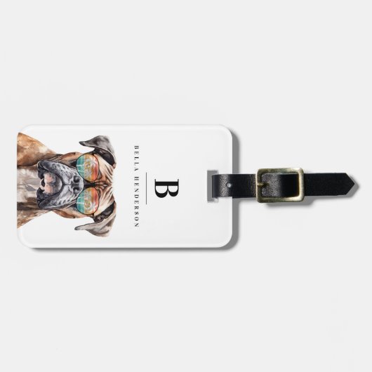 Boxer Dog Gepäckanhänger (Vorderseite horizontal)