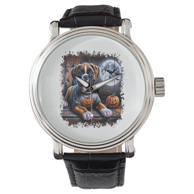 Boxer Dog Halloween Armbanduhr (Vorderseite)