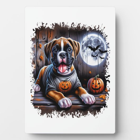 Boxer Dog Halloween Fotoplatte (Vorderseite)