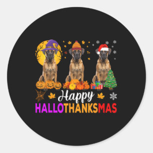 Boxer Dog Halloween Hallothanksmas Runder Aufkleber