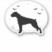 Boxer Dog � Halloween Moon Silhouette Classic T-Sh Aufkleber (Vorderseite)