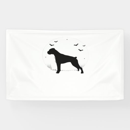 Boxer Dog - Halloween Moon Silhouette Classic T-Sh Banner (Horizontal)