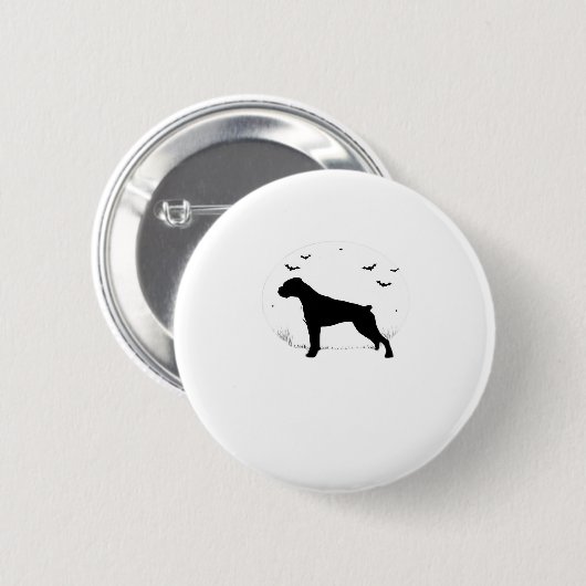 Boxer Dog � Halloween Moon Silhouette Classic T-Sh Button (Vorne & Hinten)
