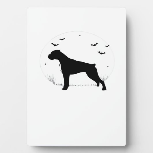 Boxer Dog � Halloween Moon Silhouette Classic T-Sh Fotoplatte (Vorderseite)