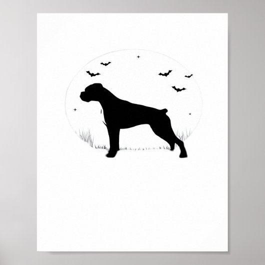 Boxer Dog - Halloween Moon Silhouette Classic T-Sh Poster (Vorne)