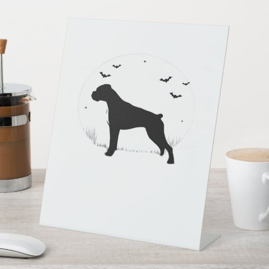 Boxer Dog � Halloween Moon Silhouette Classic T-Sh Sockelschild (In Situ)