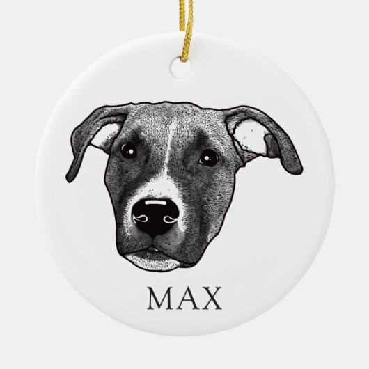 Boxer Dog Hand Zeichne Personalisiert Keramik Ornament (Vorne)