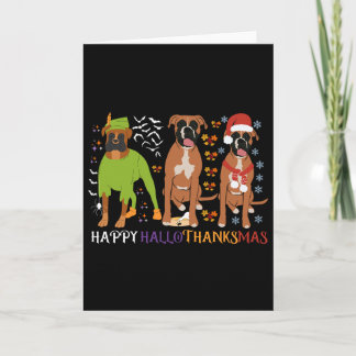 Boxer Dog Happy Hallothanksmas Xmas Dog Lover  Karte