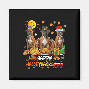 Boxer Dog Happy Halloween Erntedank Merry Chris Magnet