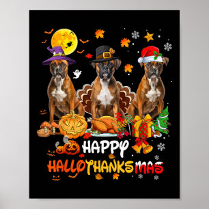 Boxer Dog Happy Halloween Erntedank Merry Chris Poster