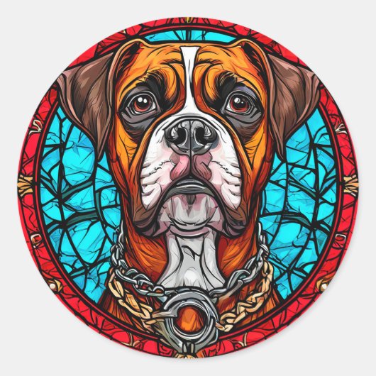 Boxer Dog Hartglas Runder Aufkleber (Vorderseite)