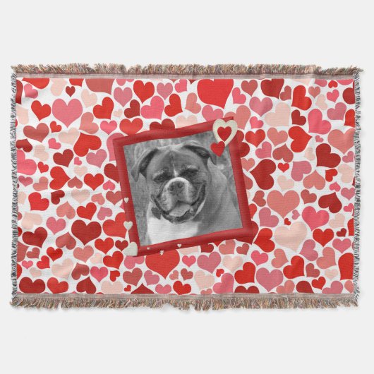Boxer Dog Hearts Throw Blanket Decke (Vorderseite)