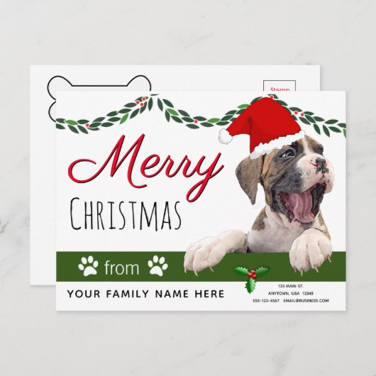Boxer Dog Holiday Cards - Ab Weihnachten Postkarte (Vorne/Hinten)