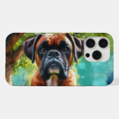 Boxer Dog im Park - Wasserfarben Art iPhone Hülle (Rückseite (Horizontal))